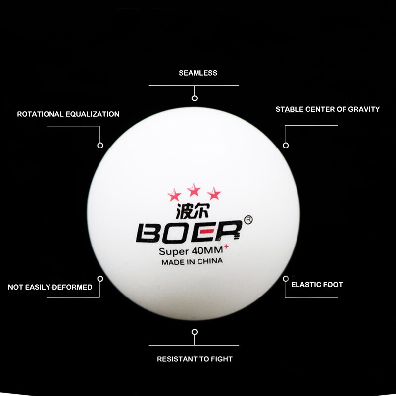 BOER 1 pack 100pcs Table Three-stars Tennis Balls ABS 40+ Balls Plastic Ping Pong Balls Durable High-elastic Durable