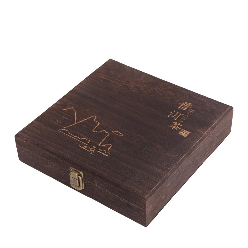 Caja cuadrada de almacenamiento de madera Vintage, cajas de té, organizador de estilo Concha, soporte para sellado de alimentos, decoración para el hogar, caja de de dulces de madera