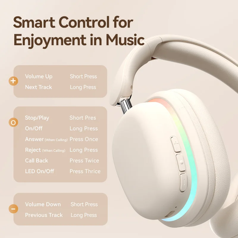 sonore de son Surround à 360 degrés pliable sans fil Bluetooth 5.3 monté sur la tête écouteurs de jeu et Esports