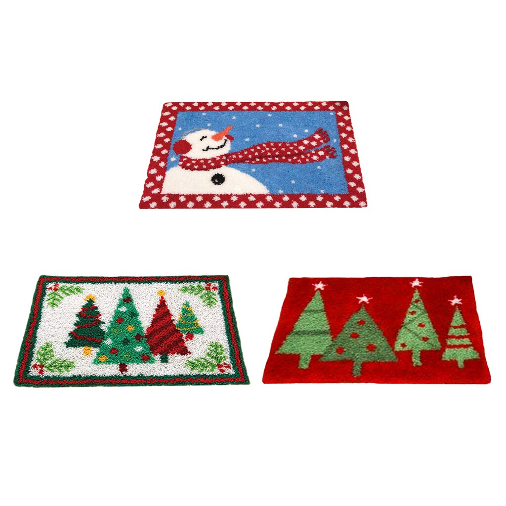 Christmas Latch Hook Kits Cushion Cover Rug Making Kits DIY for Kids/Adults with Printed Canvas Pattern 20