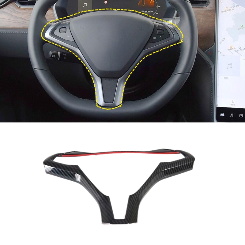 Carbon Fiber Car Inner Steering Wheel Frame Trim Steering Wheel Modified Decorative Accessories for Tesla Model S Model X -