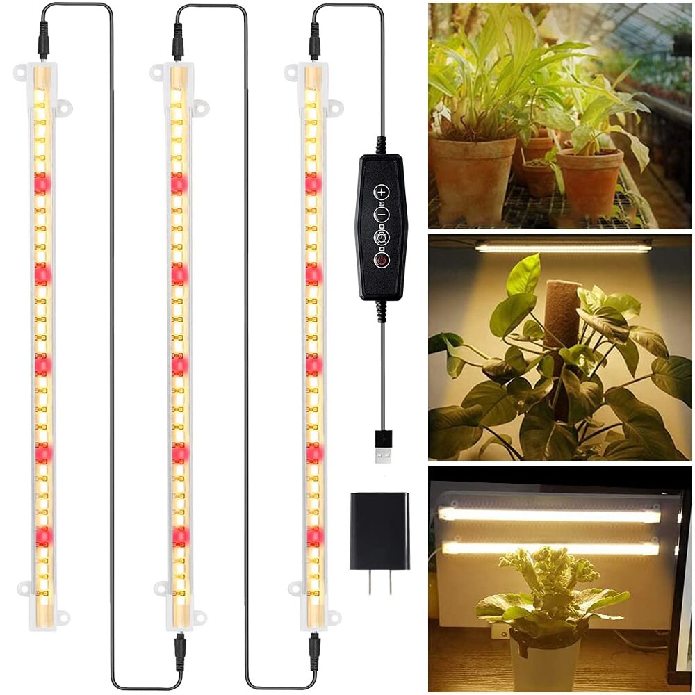 3500K Volledige Spectrum Zonlicht Led Grow Light Strips Auto On/Off Timing 4/8/12 Uur plant Groeien Lamp Indoor Zaailingen Phytolamp: USB 3 Strips with US