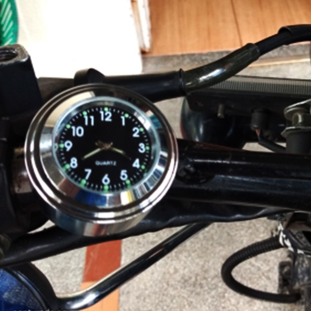 7/8 "Waterdichte Motorcycle Fietsstuur Mount Quartz Klok Horloge Aluminium Lichtgevende Klok Moto Accessoires Voor Harley Yamaha