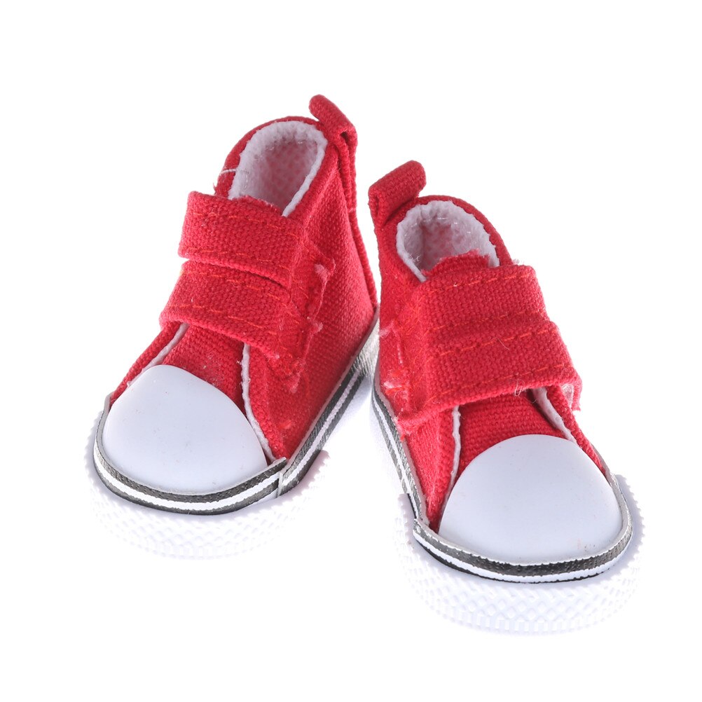 Zapatos de lona surtidos para muñeca, Mini zapatilla de juguete, a la , 6 colores, 5cm, para muñeca rusa: Rojo
