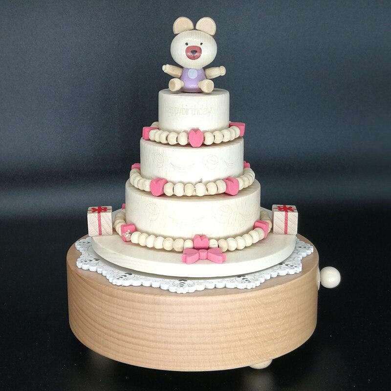 Carousel Musical Boxes Wooden Music Box Crafts Birthday Vintage