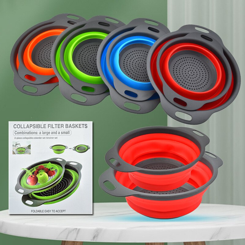 Colador plegable para lavar frutas y verduras, cesta, escurridor de platos de silicona, escurridor plegable, herramienta de almacenamiento de cocina