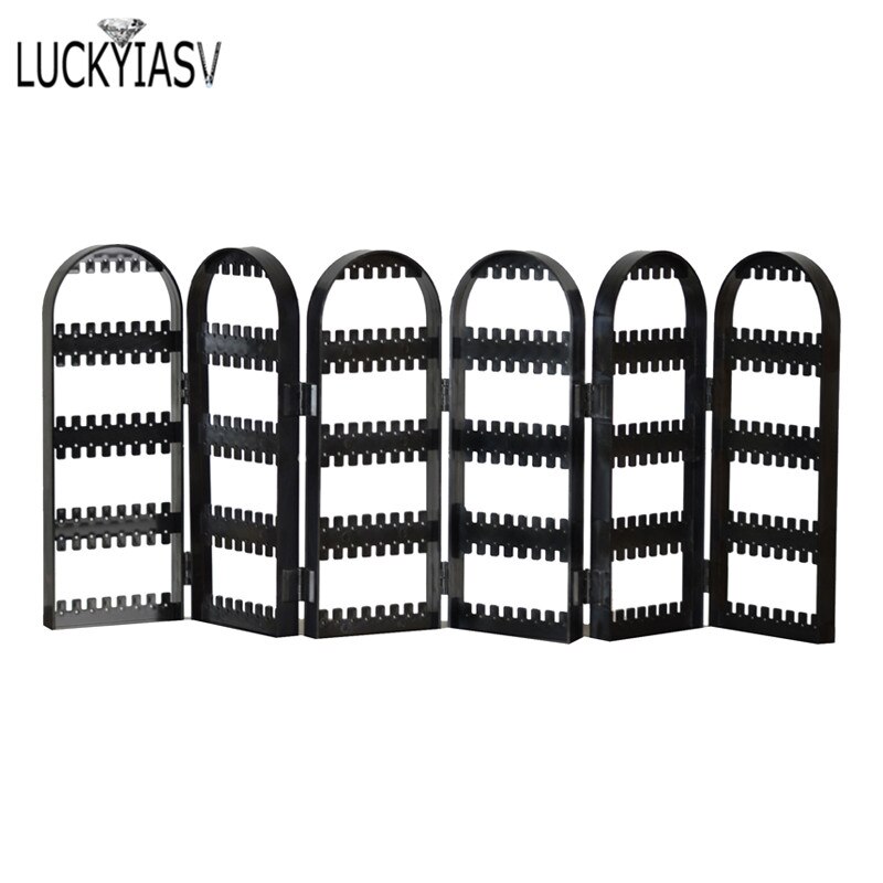 Black 120/180/240/300/360 holes Plastic Earrings Studs Display Rack Folding Screen Earring Jewelry Display Holder Storage Box: 6B-360 holes