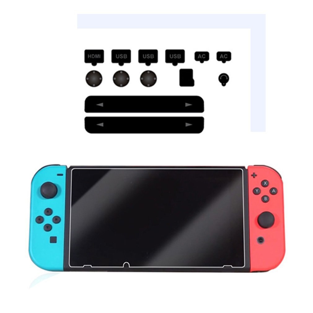 Jeu d'accessoires de Console de jeu Kit anti-poussière + dureté Film de protection d'écran en verre trempé pour Console Nintend Switch NS