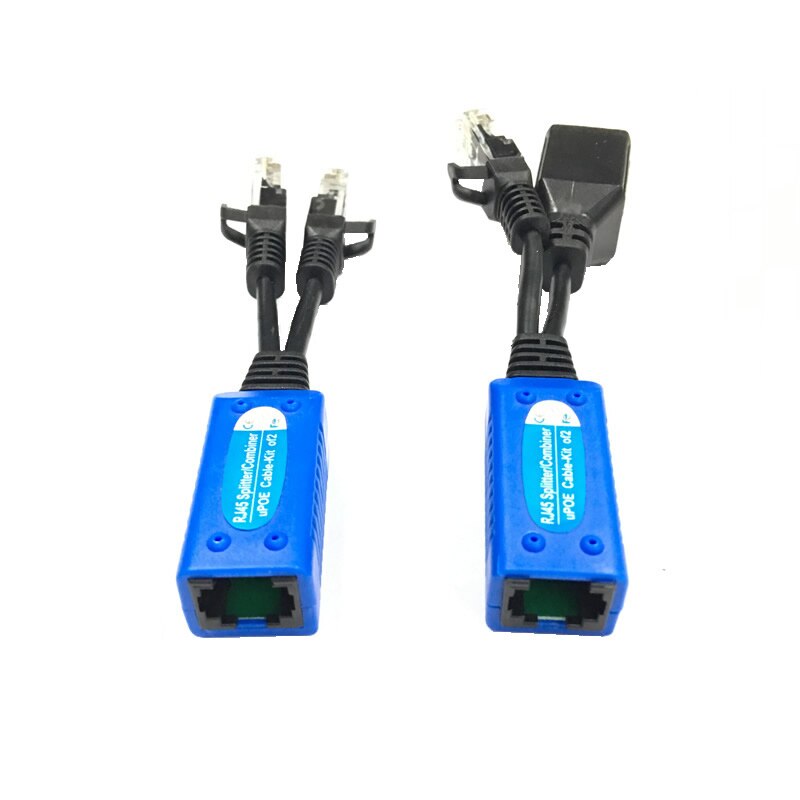 Kit 2 Connecteurs PoE Splitter/Injecteur Passif - RJ45 Femelle - Compatible 5V/12V/24V/48V - Pour Caméra IP, Point D'Accès - Jusqu'à 40m