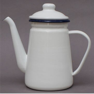Vintage Emaille Ketel Koffie Pot Thee Ketel Olie Pot: WHITE