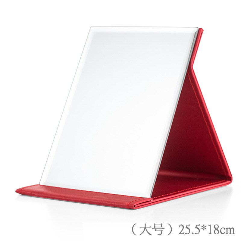 HD Soild Rectangle Desktop Makeup Mirror Removable Portable Folding PU Simple Cosmetic Mirror Vanity Mirror Make Up Tool: red / mid