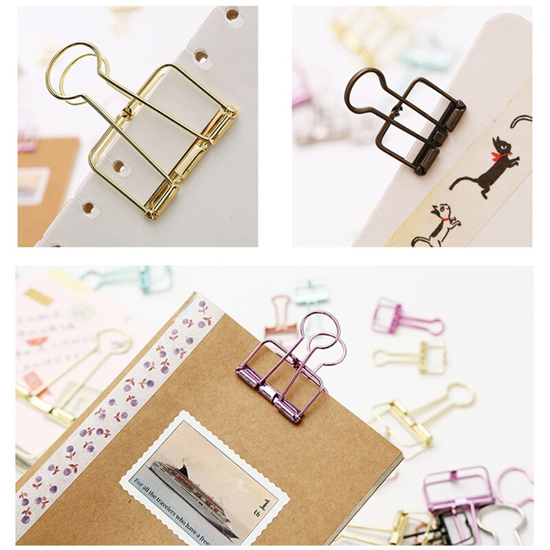 Cute Kawaii Colorful Metal Paper Clips Binder Clip For Photo Message Ticket File Office School Supplies Clips Korean Stationery