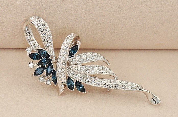 SHUANGR Luxury Crystal Flower Brooch Lapel Pin Rhinestone Jewelry Women Wedding Hijab Pins Large Brooches For Women brooches