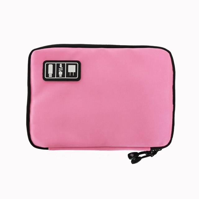 Tragbare Wasserdichte Reisetasche Kabel Organizer für Kopfhörer Kabel USB-Stöcke Lagerung Tasche Digitale Gerät Geräte Reise: Rosa L