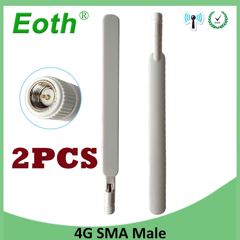 Eoth 1 2pcs 4G lte antenna 5dbi SMA Male Connector Plug antenne router external repeater wireless modem antene: 2pcs white