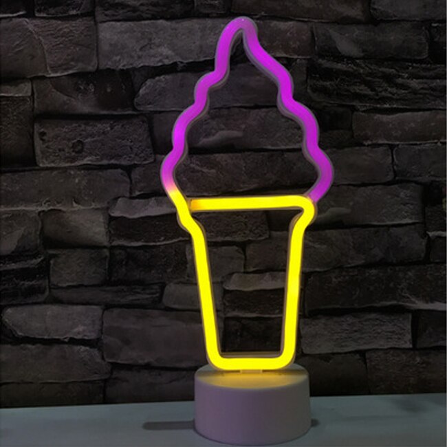 Affiche lumineuse néon coloré, panneau lumineux, décoration pour salon, bureau, rose, violet, LED lampes néon: Ice Cream