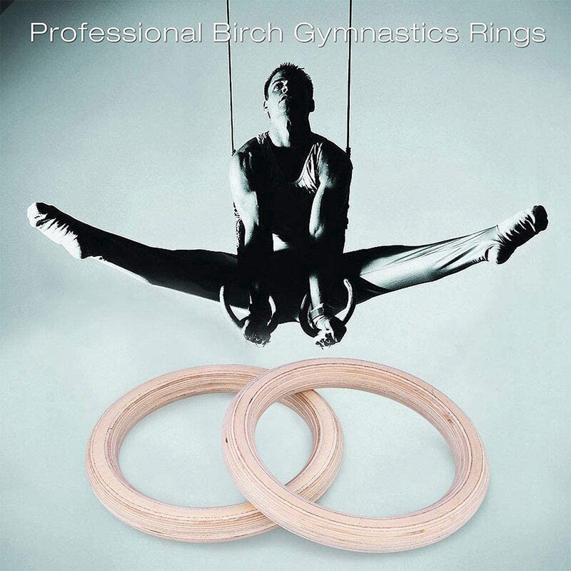 Gymnastic Rings Olympic Gym Rings with Heavy Duty Adjustable Straps Wooden Gym Rings for Pull Ups and Dips