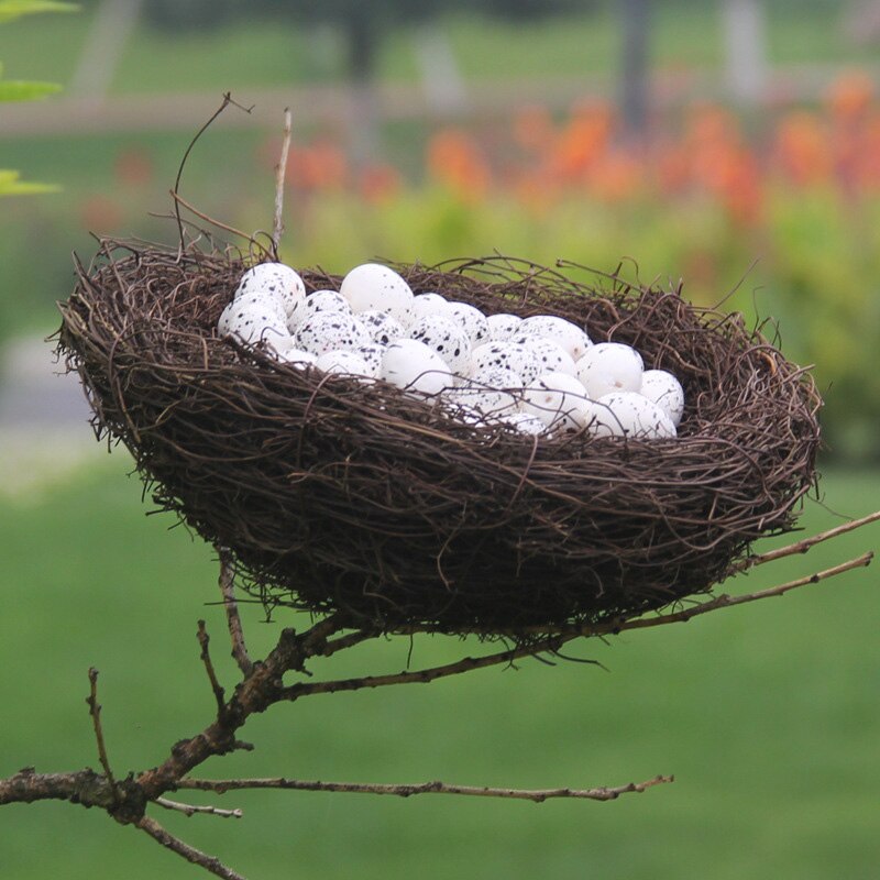 Nid d&#39;oiseau en rotin artificiel, 7 tailles, porte-œufs pour la maison, cage à oiseaux faite à la main, décor de fenêtre de pâques, panier de rangement d&#39;œufs pour maison d&#39;oiseaux