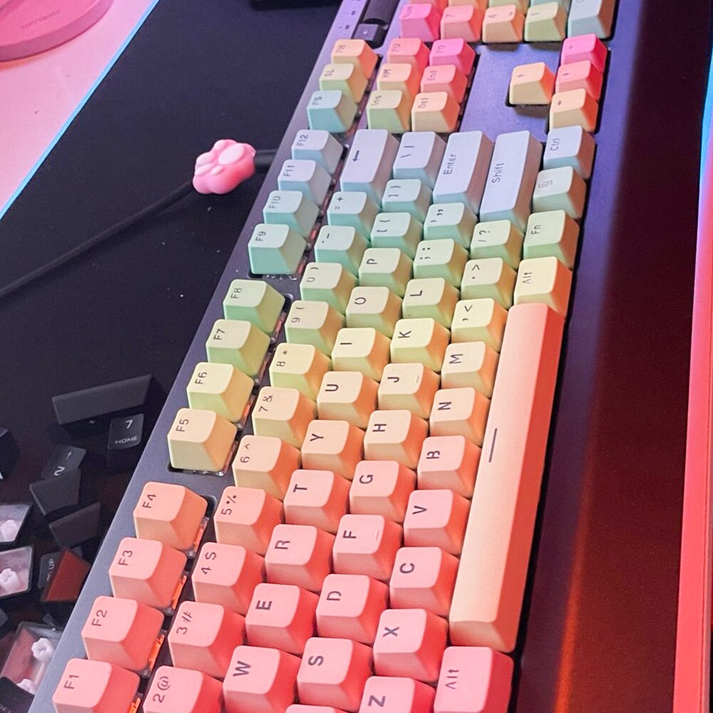 104pcs PBT Backlight Mechanical Keyboard Keycapsfor Cherry MX/Kailh/Gateron/Outemu Keyboard Gradient Key Caps Replacement Acces