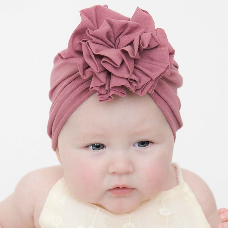 Flor do bebê menina bandana com gorro boné de algodão macio crianças turbante criança faixa de cabelo headbands para meninas acessórios de cabelo do bebê