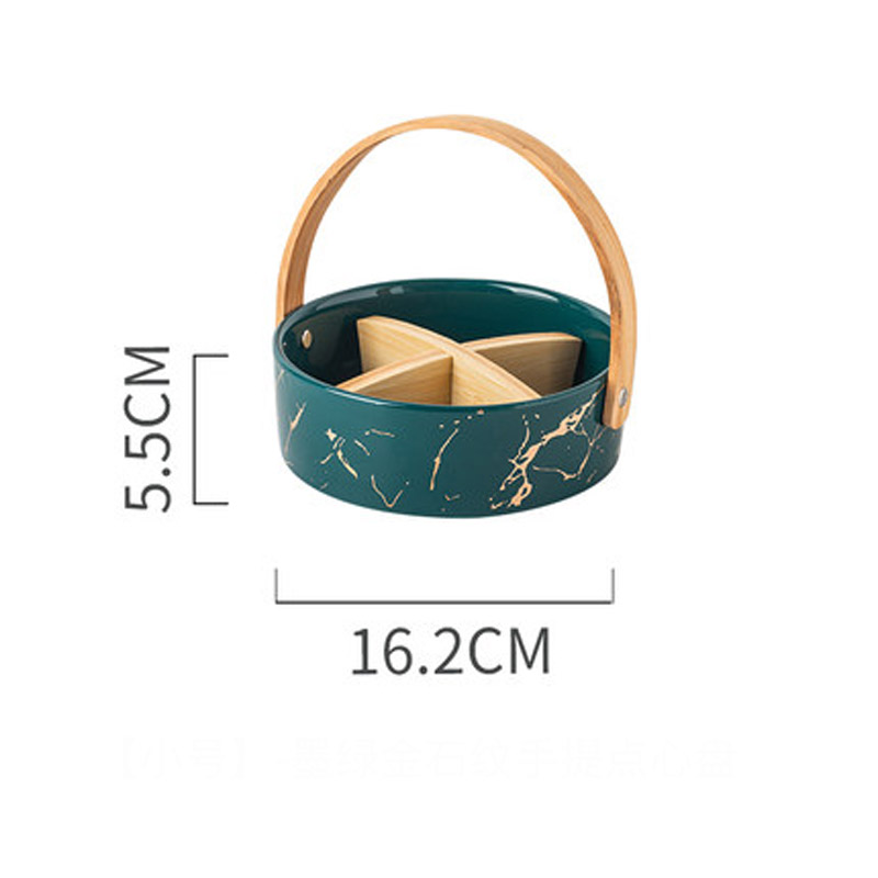 FANCITY ceramic grid plate with lid dried fruit plate fruit platter Nordic living room household fruit box snack snack: 5