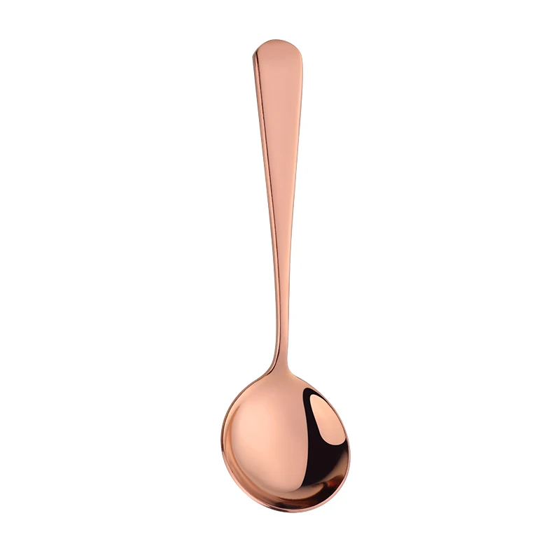 6/8/11Pcs Stainless Steel Soup Spoons Round Dessert Spoon 11 Colors Spoons Set Ice Cream Scoop Spoon In Party Dinnerset: Pink