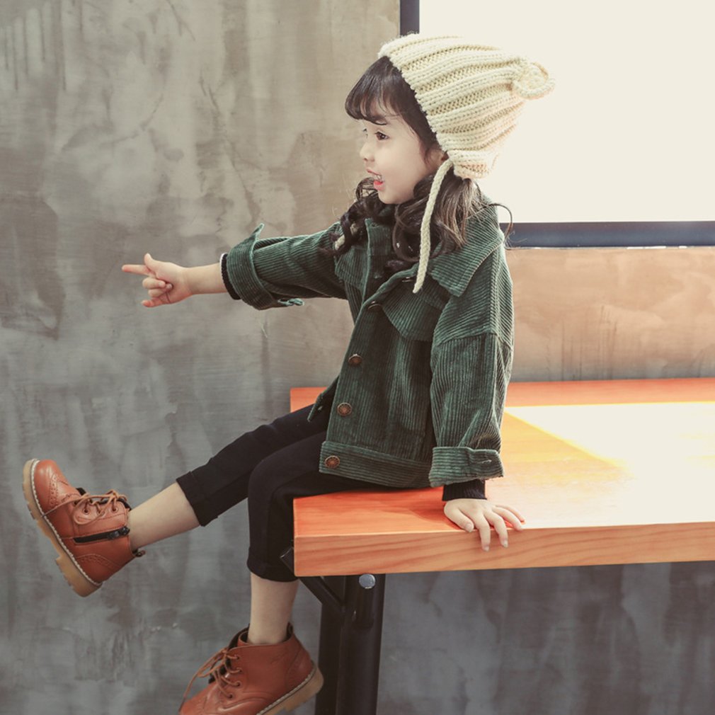 Corduroy Girls Single Layer Jacket Autumn And Winter Wear Children's Winter Warm Clothes Casual Compact Cute Clothes