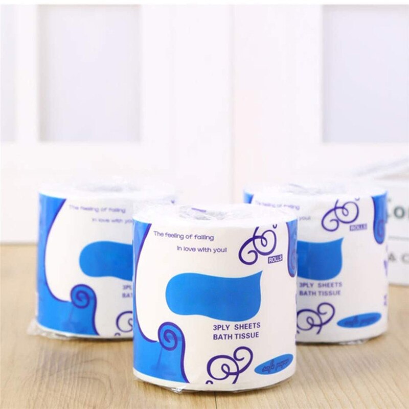 10Rolls/Pack Toilet Paper 3 Layers Roll Paper Bathroom Toilet Tissue Kitchen Cleaning Paper Wood Pulp Paper Individual Package