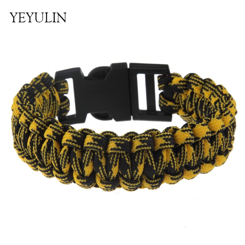 Utomhus camping vandring spänne armband rep paracord armband för män kvinnor armband smycken: Svart gul
