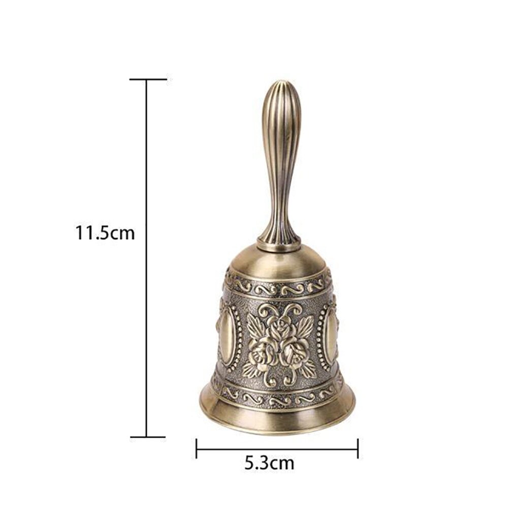 Retro Metal Tone Copper School Dinner Shop Hand Bell Tea Bell Hand Held Craft Wedding Decoration Alarm Classroom