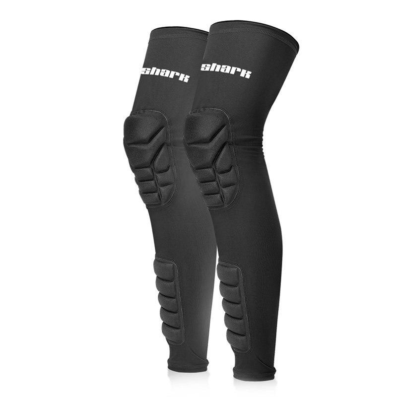 Rodilleras de compresión para hombre y mujer, rodilleras largas de baloncesto, panal de abeja, deportivas, para fútbol y gimnasio, 1 par: Black / S