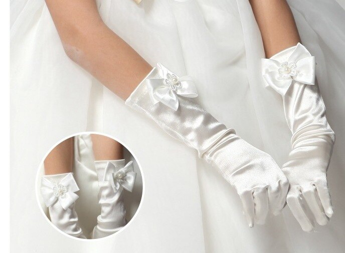 Meisjes Prachtige Satijn Fancy Handschoenen voor Speciale Gelegenheid Jurk Formele Bruiloft Pageant Party Korte Meisjes Handschoenen Prinses Jurk