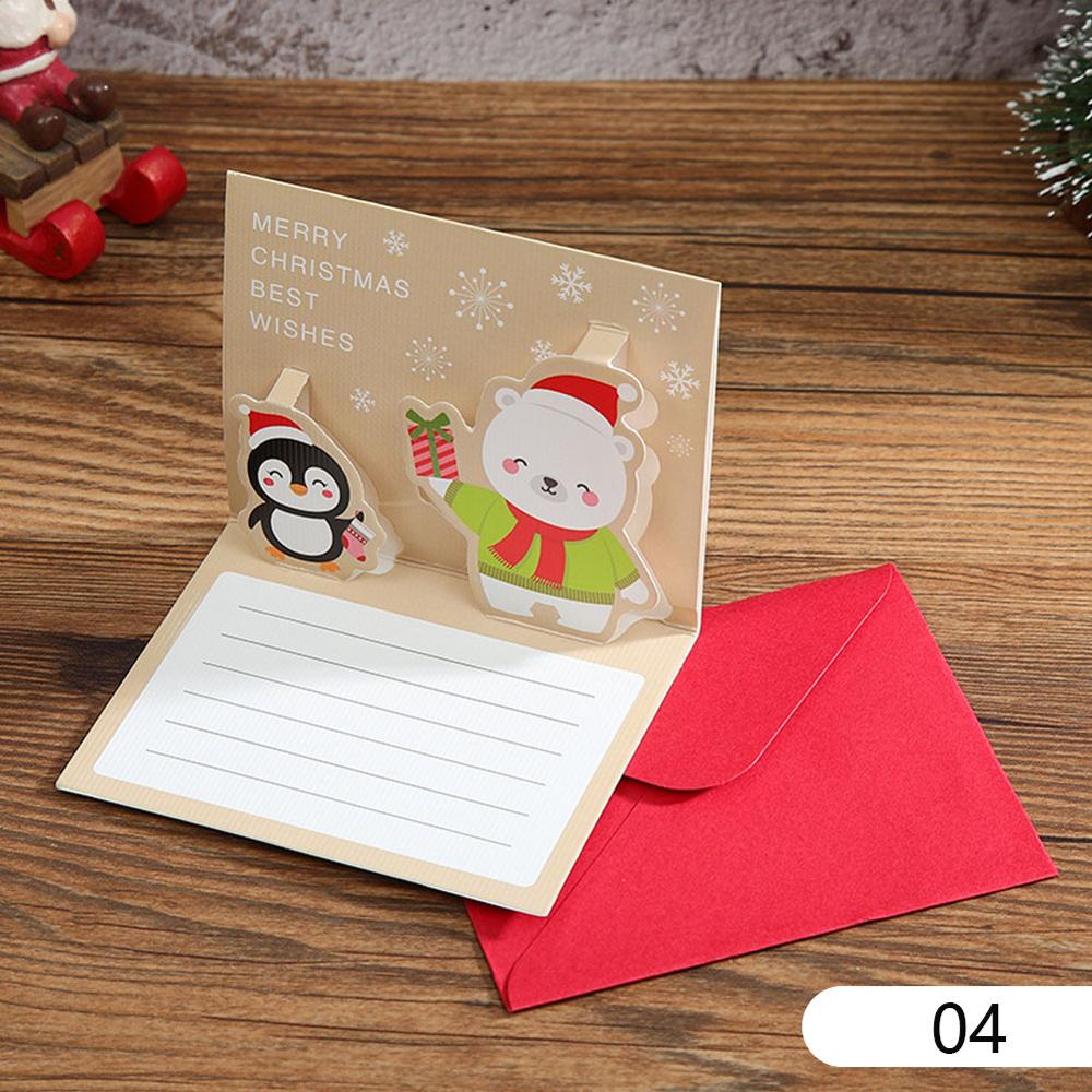 Joyeux noël bonhomme de neige cartes de bénédiction 3D dessin animé enfants Mini belle bonne année carte de voeux avec enveloppe carte postale