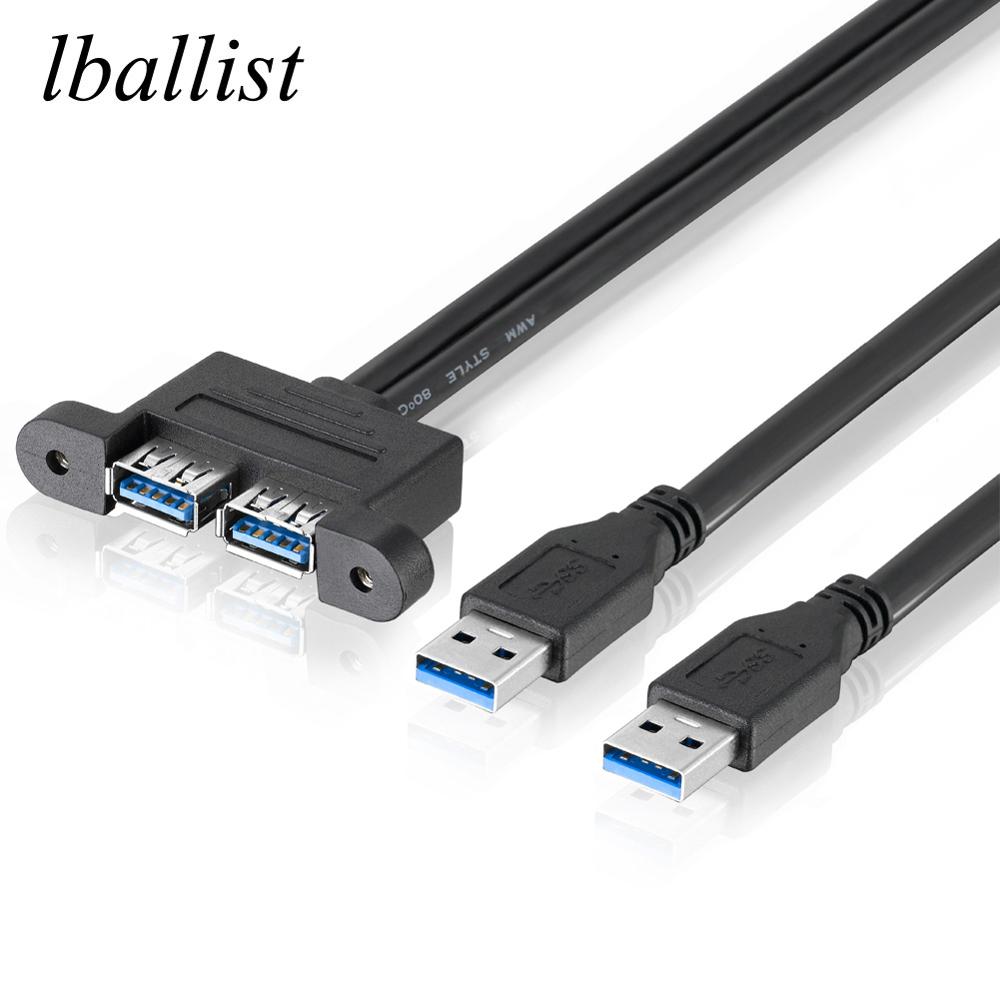 Lballist Dual Usb 3.0 Male Naar Dual Usb 3.0 Vrouwelijke USB3.0 Verlengkabel 30Cm 50Cm 1M 1.5M 2M