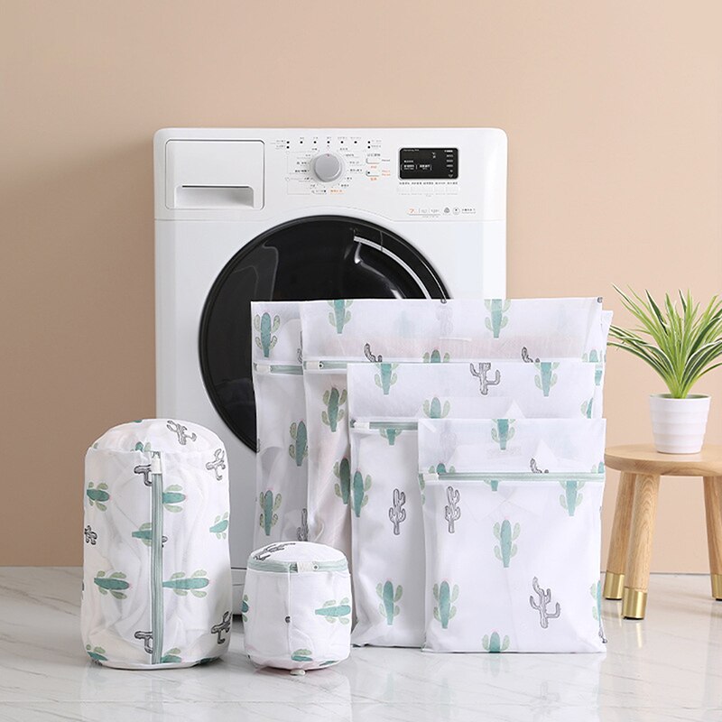 Laundry Bag Printing Zippered Mesh Polyester Washing Net Bag For Underwear Sock Washing Machine Pouch Clothes Bra Bags