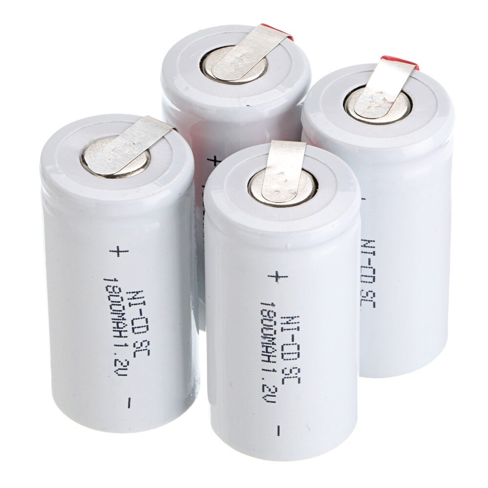 Potencia Anmas 2-20 piezas Sub C SC 1,2 V 1800mAh baterías recargables NiCd y Tab White