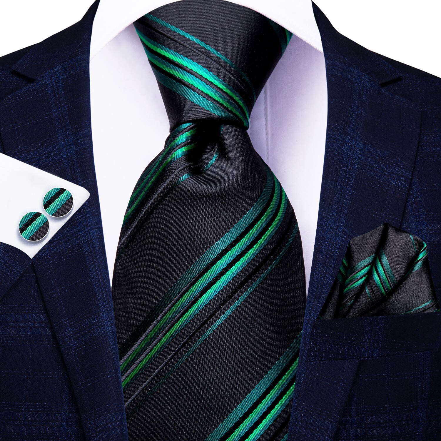 Hi-Tie – cravate à carreaux noirs pour hommes, nouvelle Business, 100% soie, 8.5cm, cravate de luxe formel, mariage de
