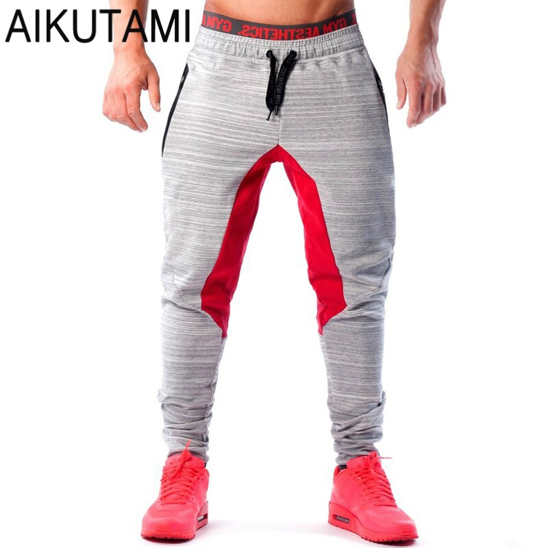 Neue Männer Sport Schlauch Gamaschen Fitness Grau Spiel rot Baumwolle Fitnessstudio Hosen Sportbekleidung für Männer FußBall Joggen Schweiß Hosen