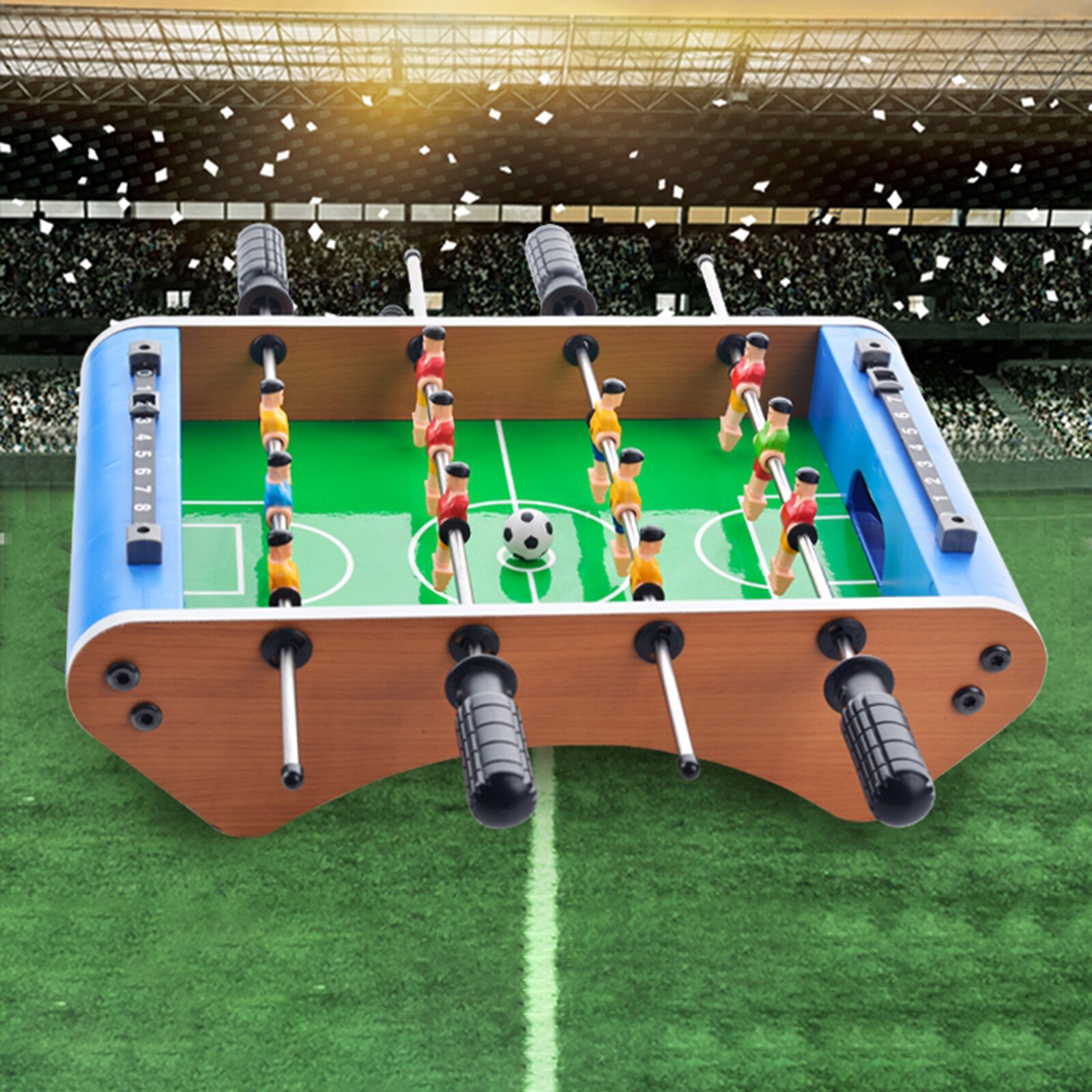 Juego de mesa de futbolín portátil, minijuego de fútbol, con pelota y