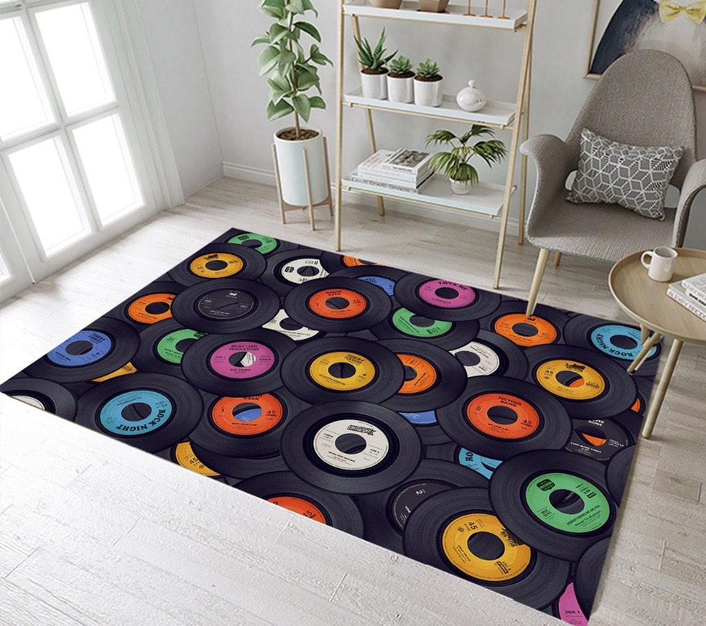 Sjove vinylplader tæpper og tæpper til børn baby hjem stue skridsikker soveværelse gang yoga køkken dør gulv bademåtter