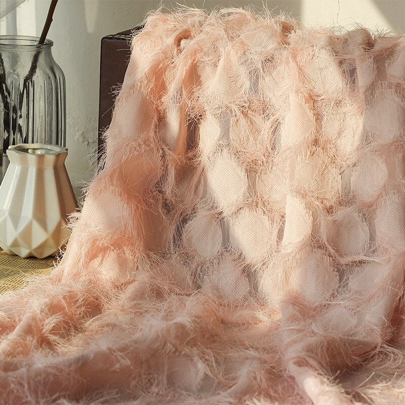tissu Jacquard en mousseline de soie à fleurs, étoffe à carreaux en Polyester tissé teint pour robe printemps et été, vêtements au mètre