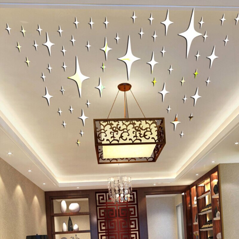 50 Stuks/set Stervorm 3D Acryl Muurstickers Woonkamer Bed Room Plafond Spiegel Muursticker Home Decoratie