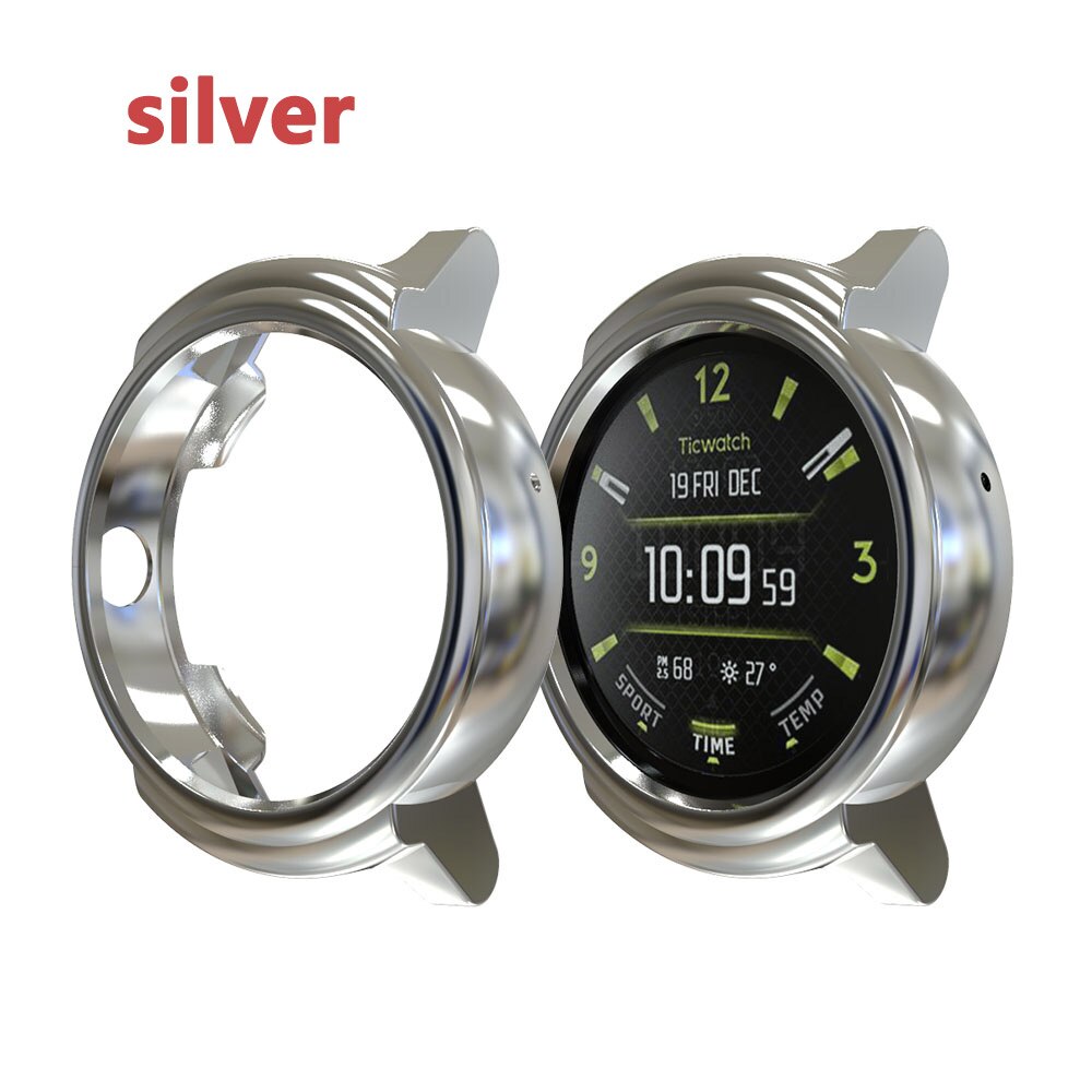 Tpu-beskyttelse silikone cover til ticwatch e smart ur bærbart anti-ridse tilbehør ultra-tyndt blødt: Sølv