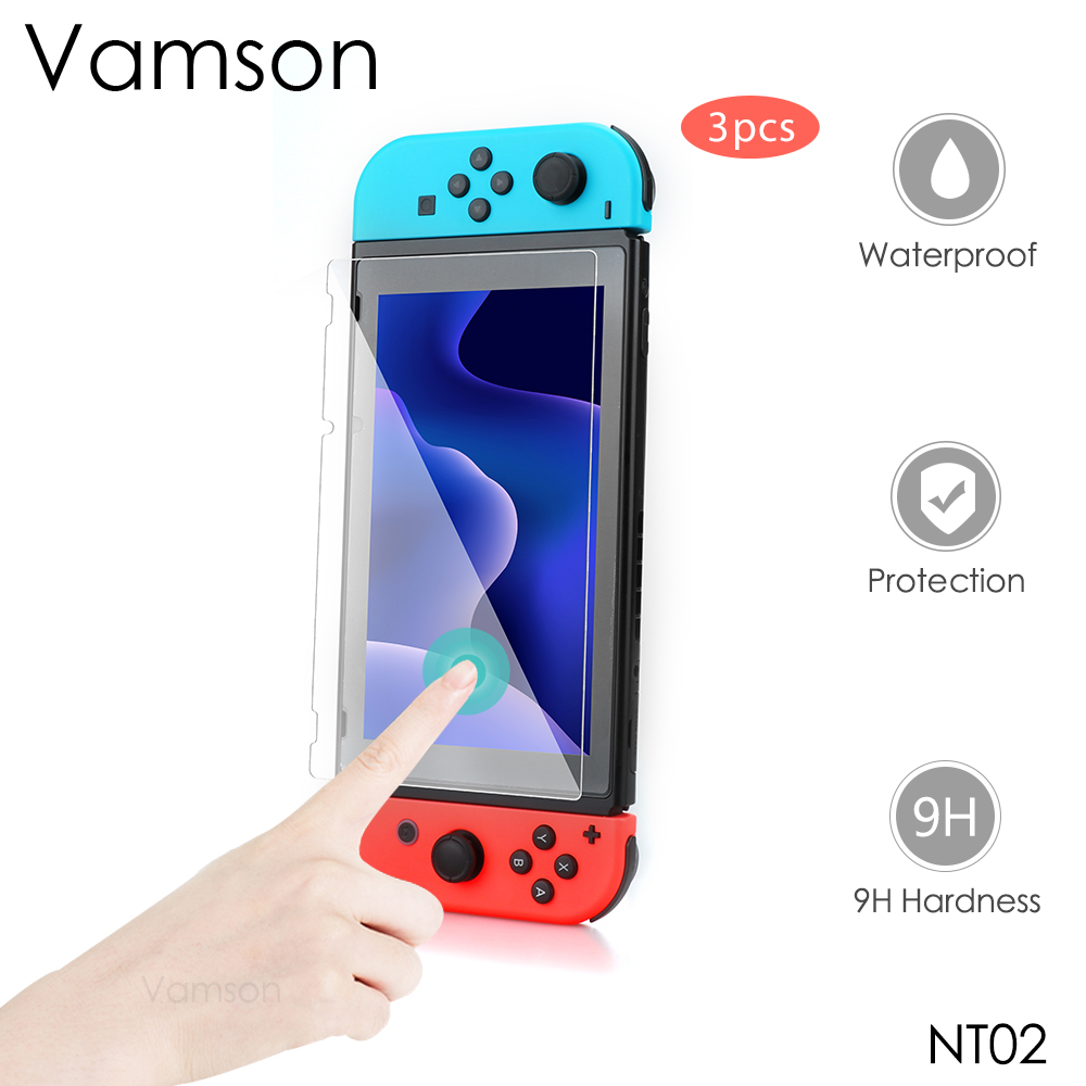 Vamson for Nintendos Switch NS Accessories 1-3PCS Protective Glass For Nintend Switch Tempered Glass Screen Protector NT02