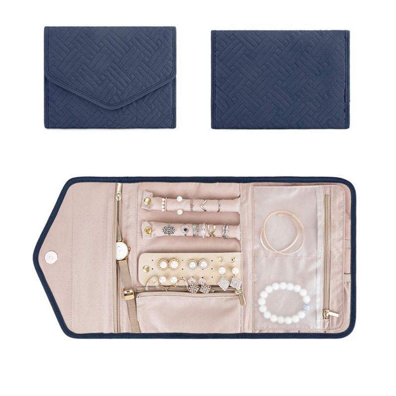 Travel Jewelry Organizer Roll Foldable Jewelry Case for Journey Earrings / Rings / Diamond / Necklaces / Bracelets / Brooches