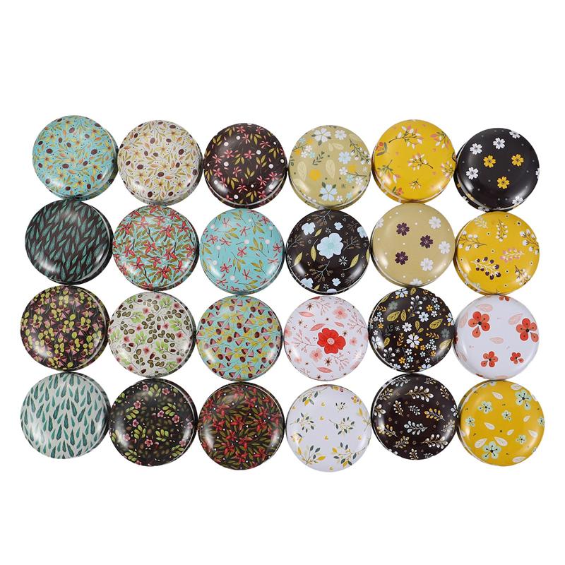24Pcs Round Tinplate Candy Box Lovely Tinplate Boxes Tinplate Candy Box Round Tinplate Candy Jars for Shop Home