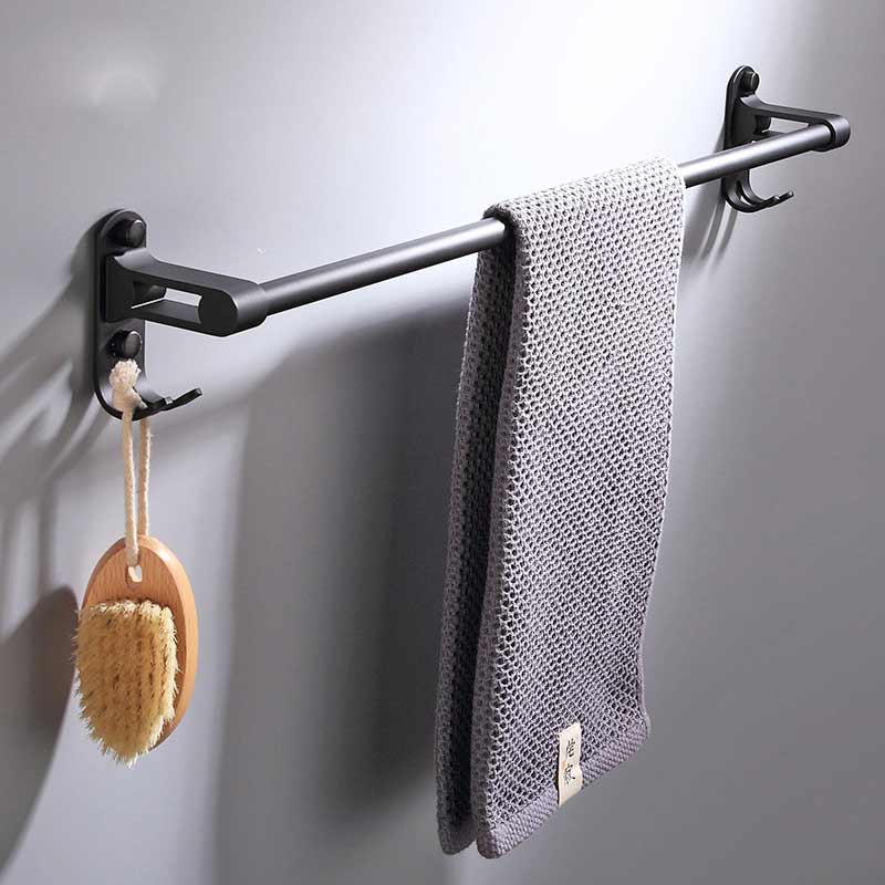 Zwarte Ruimte Aluminium Badkamer Hardware Handdoek Plank Handdoek Bar Papier Houder Doek Haak Zeepbakje Handdoek Ring: Single Bar only 50cm