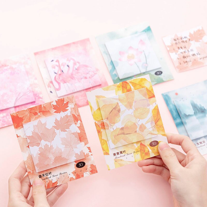 Flamingo Maple Leaf Kawaii Briefpapier Stickers Office Post Het Schoolbenodigdheden Memo Pad Notebook Blad Afbeelding Werk Plan
