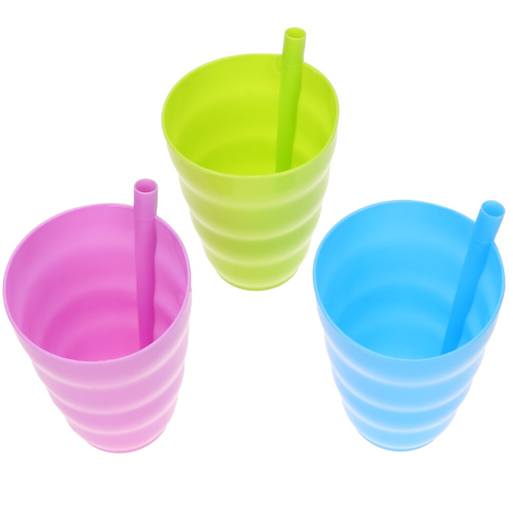 3 stk halmkop juice plastik drikkekrus uden låg til vand juice kaffe (tilfældig farve)
