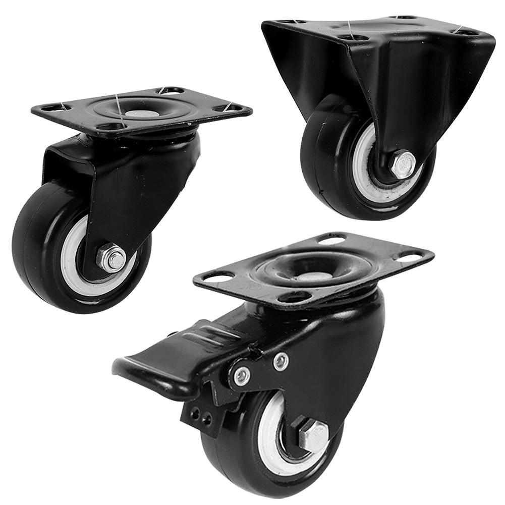 Roue universelle en caoutchouc souple de roulette de meubles de 1.5 pouces, roue unidirectionnelle muette, roue lourde de frein de pied pour le matériel de meubles de chariot de table